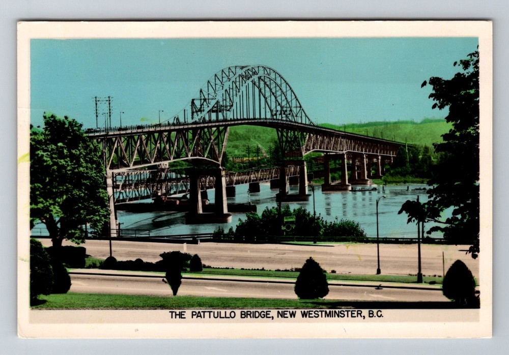 Canada- New Westminster B.C. Pattullo Bridge Old Postal Vintage c1955 Postcard