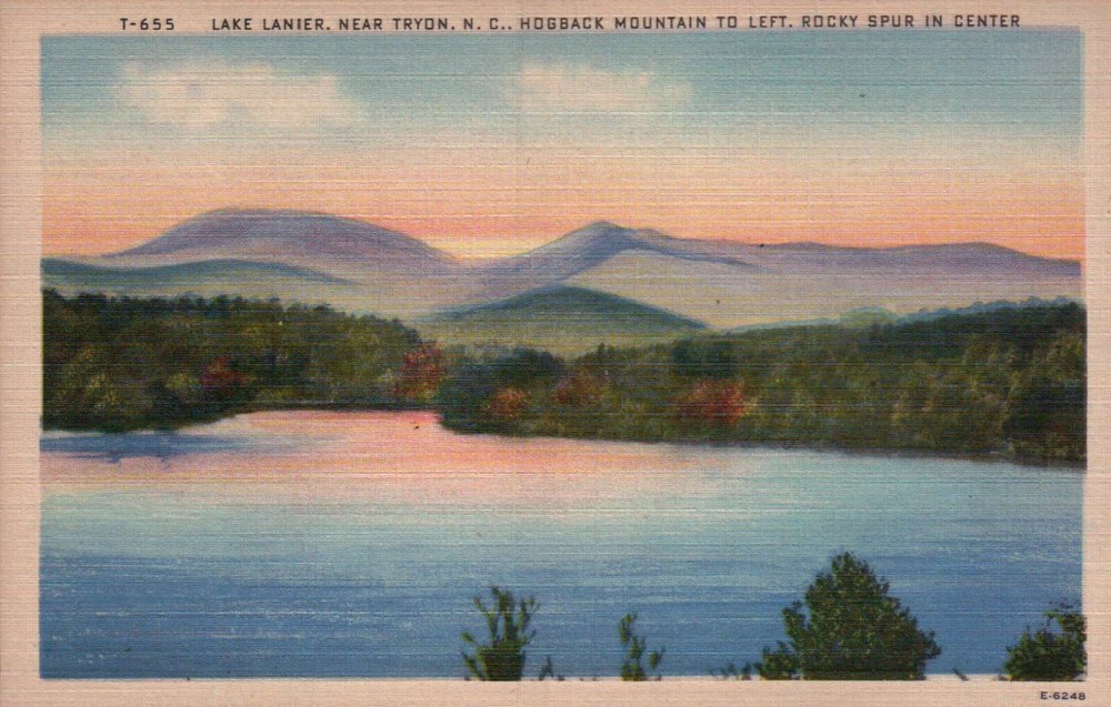 Lake Lanier near Tryon North Carolina NC --- Old Vintage Standard Linen Postcard