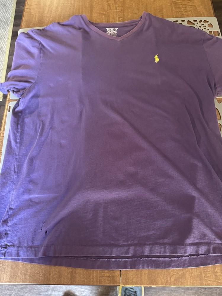 Polo Ralph Lauren Men Purple V-Neck Classic Fit Short Sleeve T-Shirt Size XL