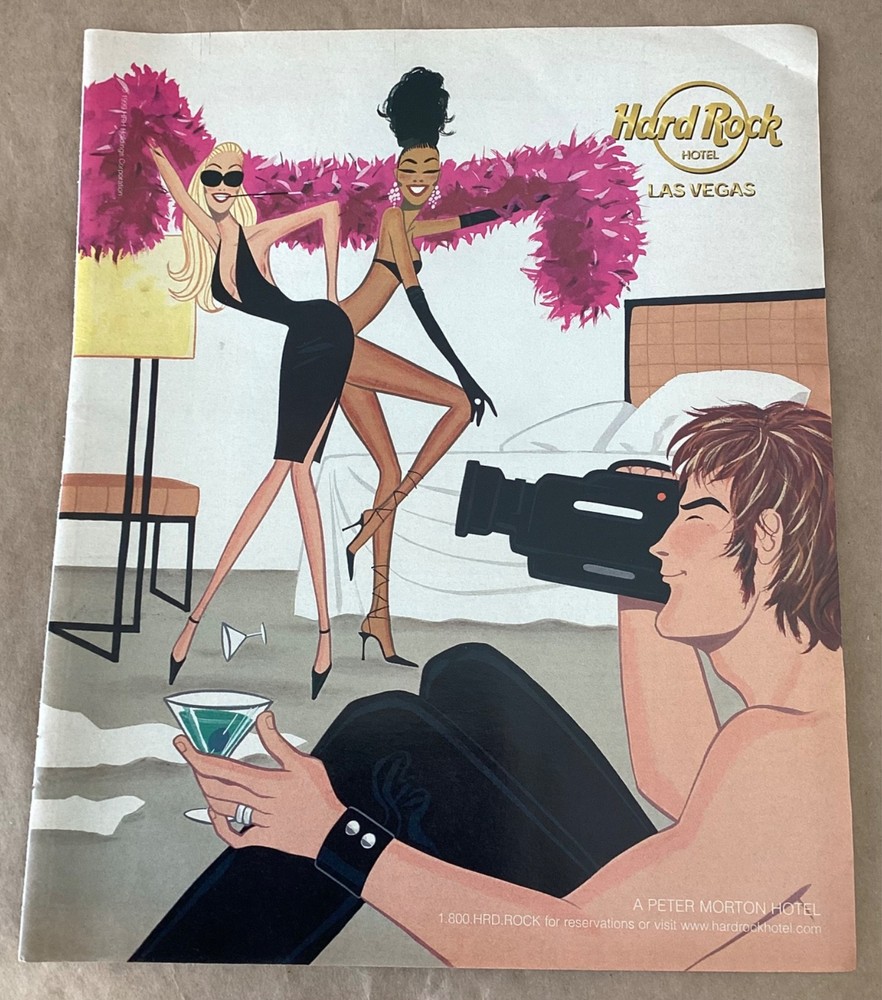 Hard Rock Las Vega print ad 1999 orig vintage promo art retro 1990s illustration