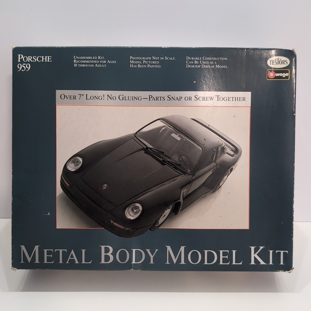 Porsche 959 Metal Body Model Kit 1989 Testor #156 Burago New Open Box Vintage