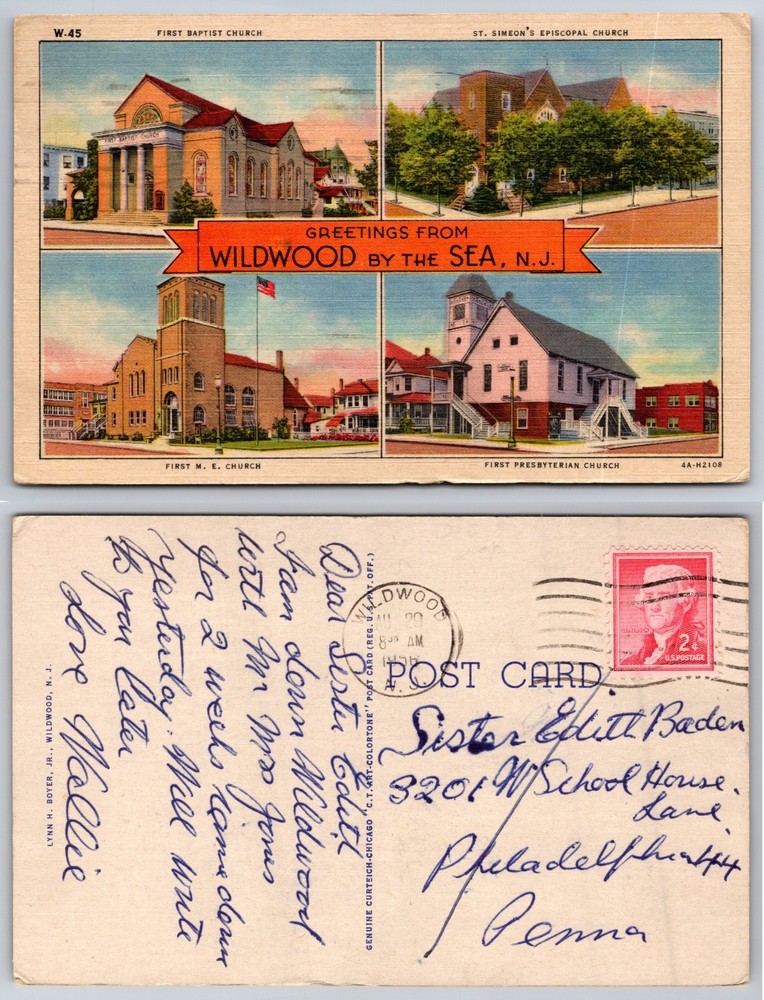 Wildwood By The Sea NJ Church Views Postcard
