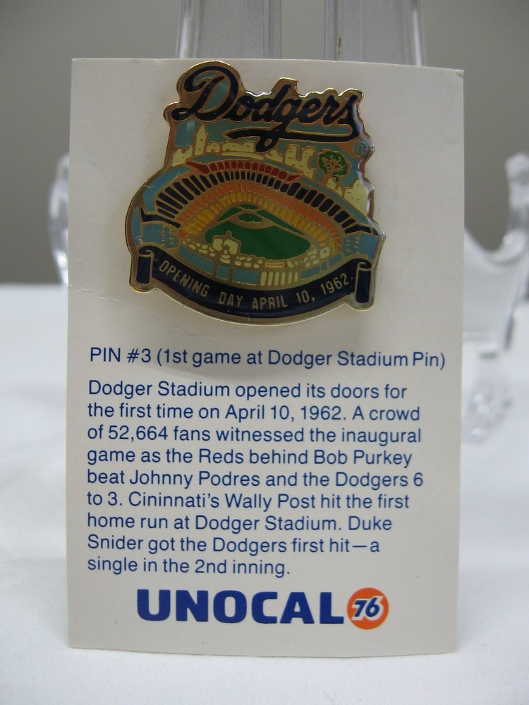 Pin #3 Unocal 76 LA Dodgers 1st Game At Dodger Stadium Pin April 1962