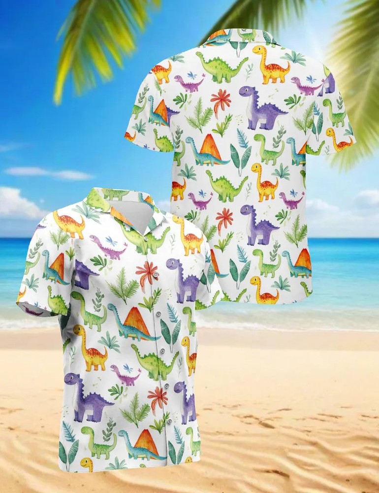 Dinosaur Hawaii Shirt Funny Tropical Beach Aloha Summer Men