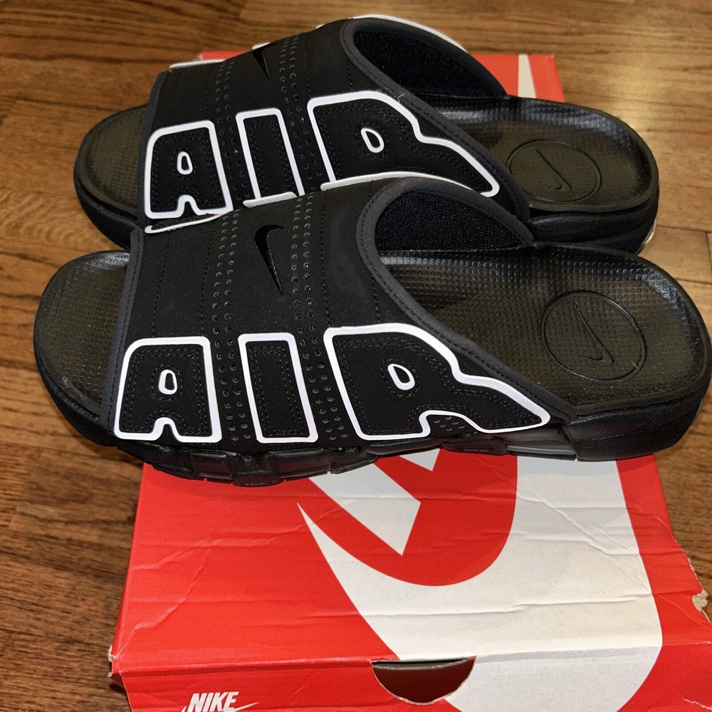 Nike Air More Uptempo Black Slides Men's Sz 14 DV2137-001