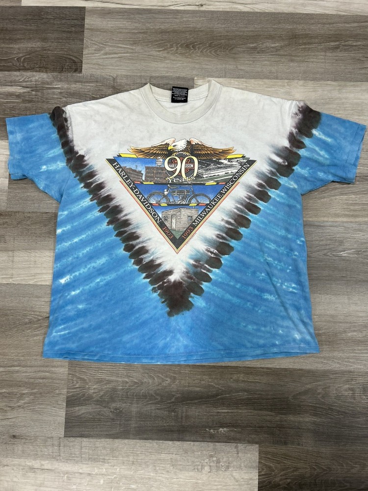 VTG 1993 Harley Davidson Tie Dye t shirt - “90 Years”  Size XXXL.