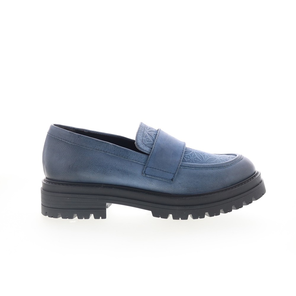 Miz Mooz Daria P82113-101-6455 Womens Blue Leather Loafer Flats Shoes