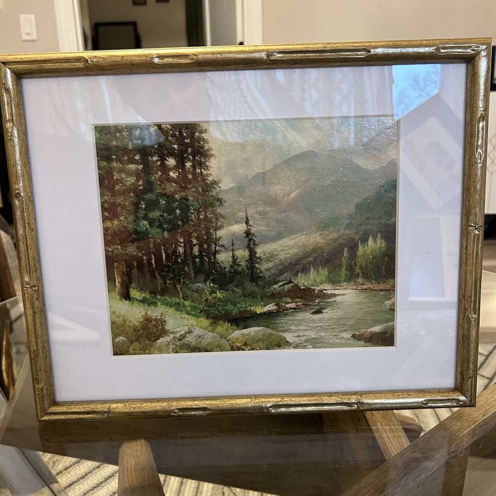 Vintage MCM 1960’s Mountain Stream By Robert Wood  Litho Print unframed