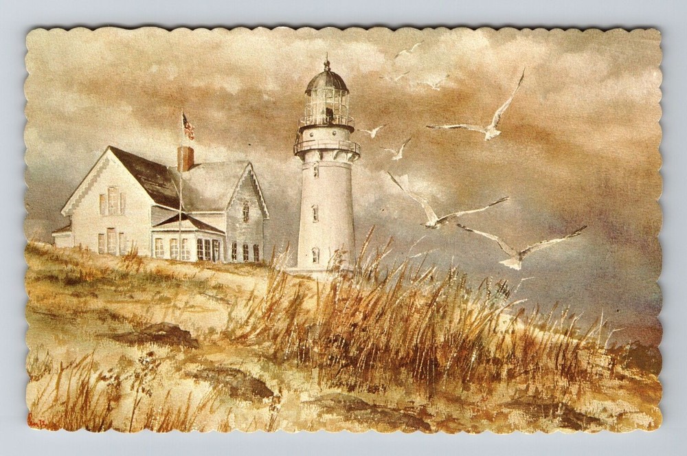 Cape Elizabeth ME-Maine, View Lobster Shack, Lights, Vintage Postcard