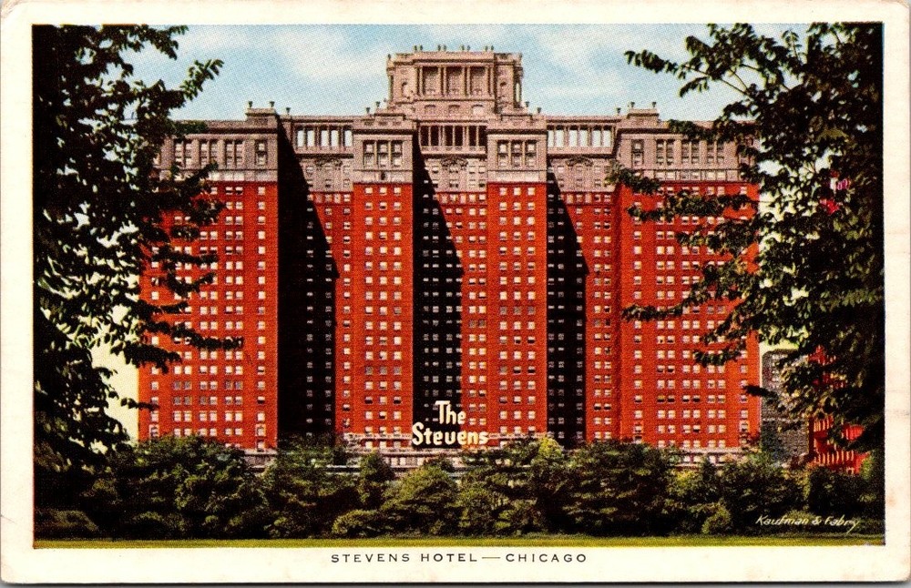 Antique Postcard Stevens Hotel Chicago Illinois 1920s World's Largest Hotel