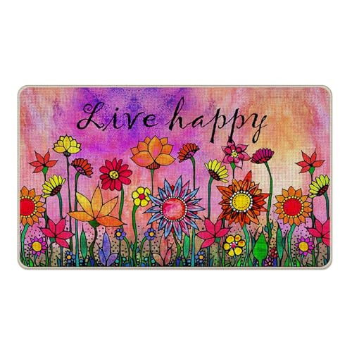 Spring Summer Watercolor Sunflower Decorative Front Door Mat for a Happy Home
