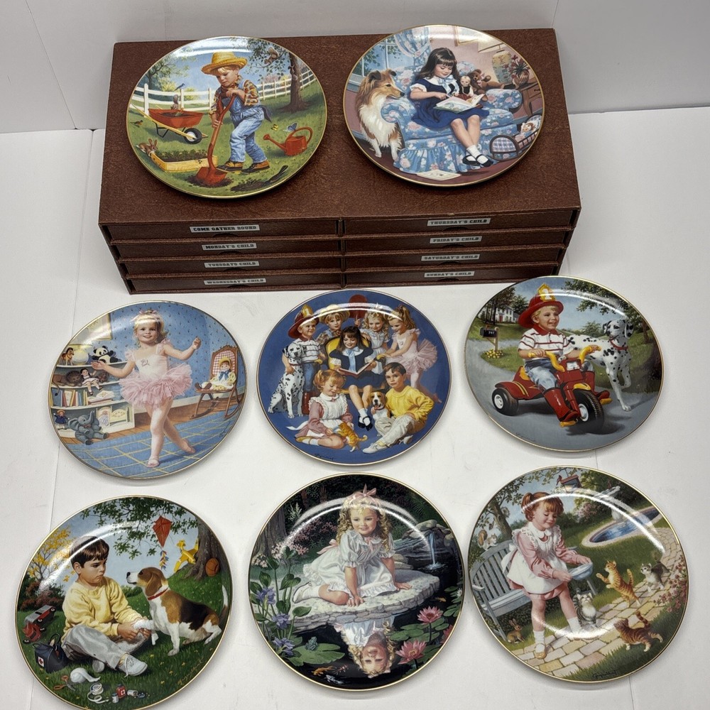 Collectors 8 Plate Set by Danbury Mint 'Children of the Week