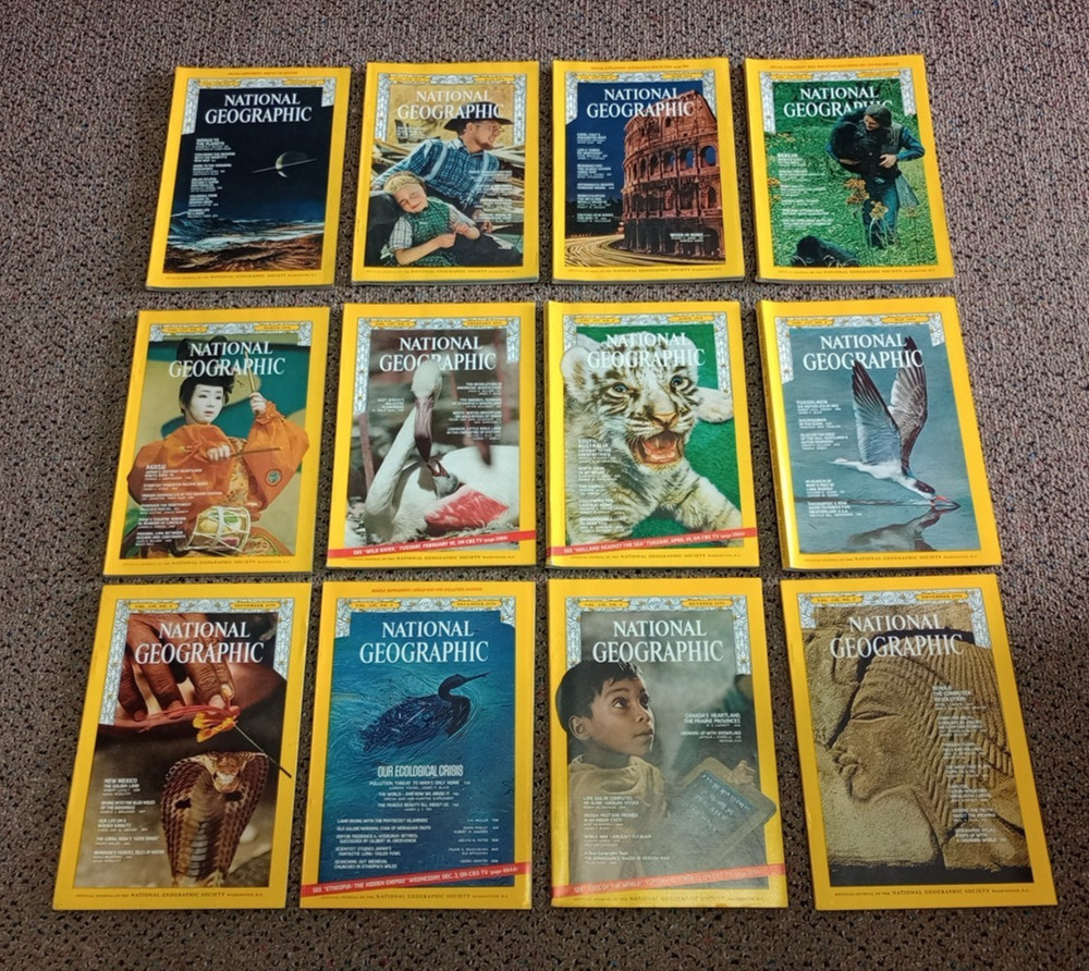 1970 NATIONAL GEOGRAPHIC MAGAZINE Full Year Complete Set Lot 12 Issues Vintage