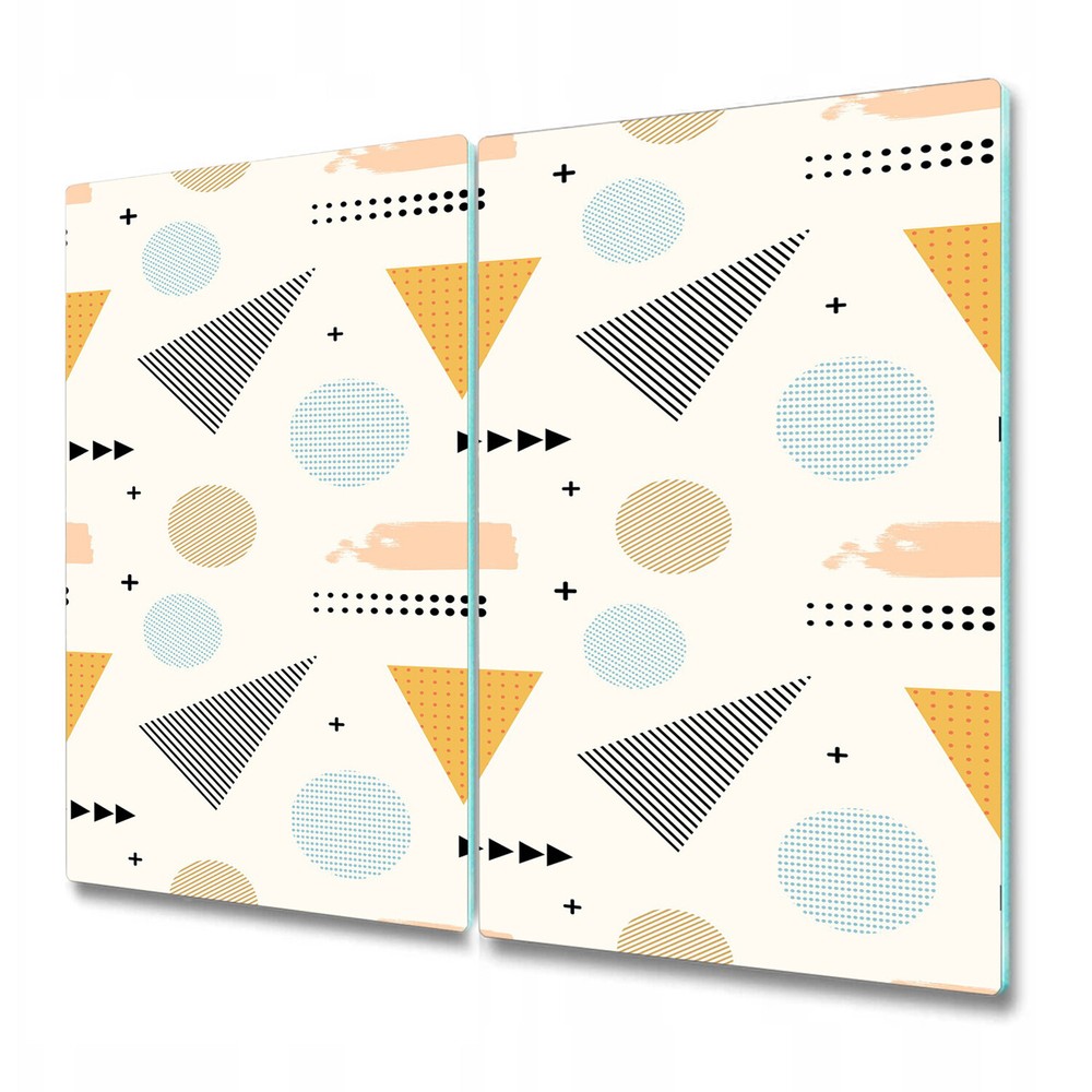 Serving Chopping Board Glass Cover Colourful shapes Simple Minimalistic 2x30x52