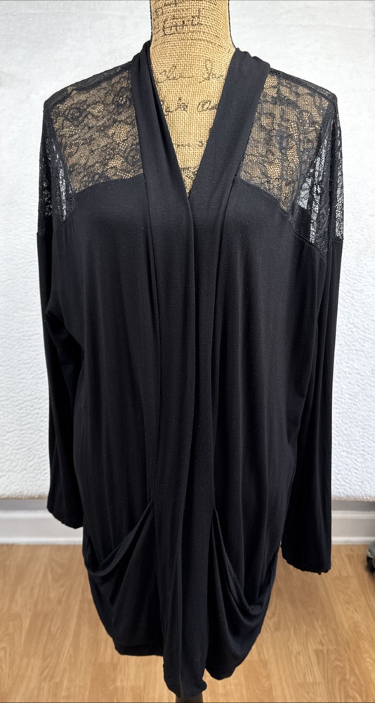 Torrid Super Soft Knits Black Lace Open Cardigan Size 2 Whimsigoth Dark Fairy