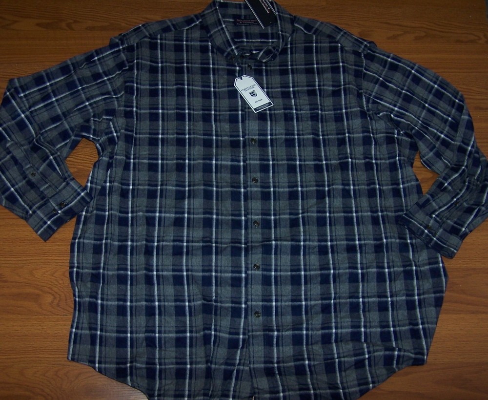 Size 3XT  Mens Long Sleeve Roundtree & Yorke Portuguese Flannel Shirt (Plaid)