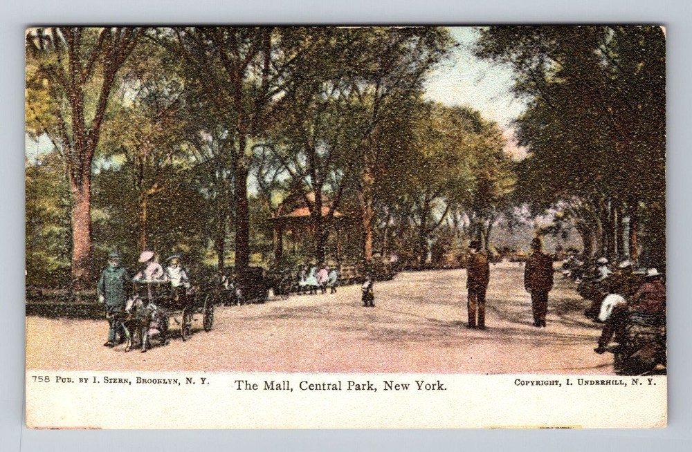 New York City NY, The Mall At Central Park, Souvenir Vintage Postcard
