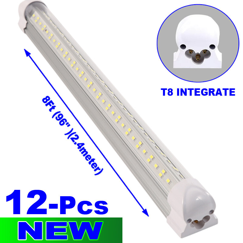 LED Shop Light Fixture Tube Strip Ceiling Lights 8ft For Garage Workshop 12/Pack