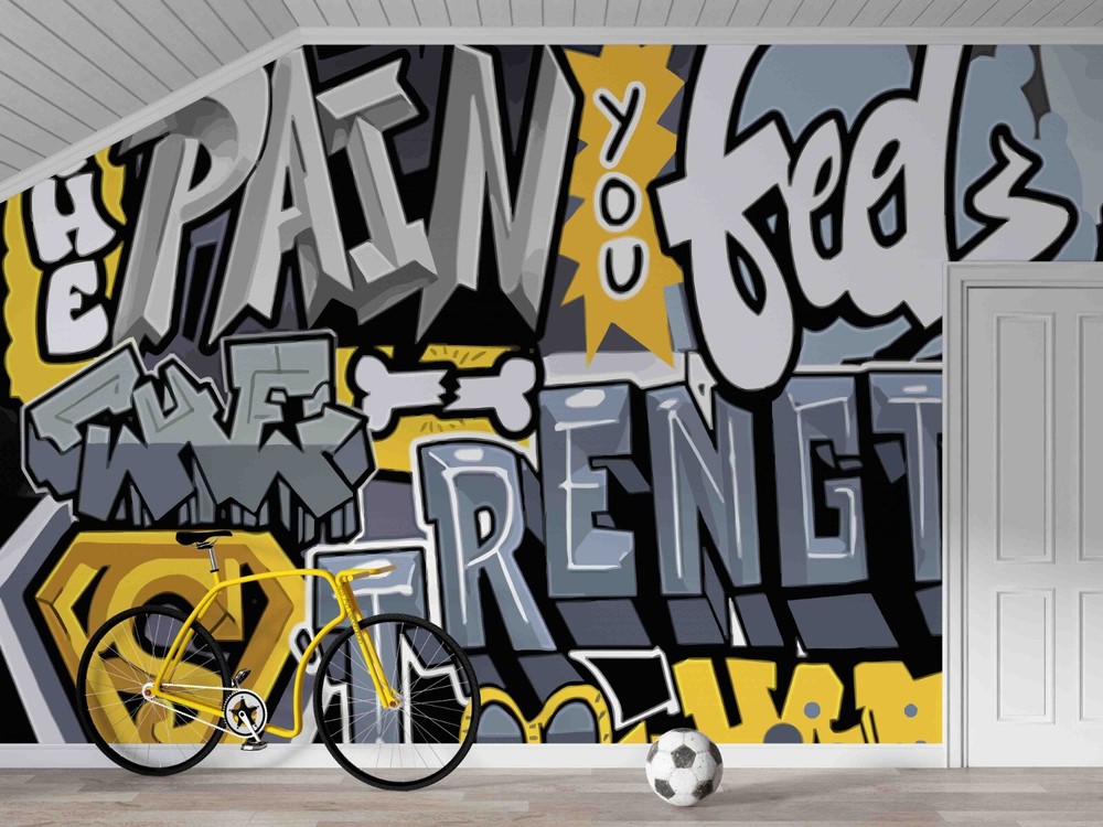 3D Abstract Gray Artistic Graffiti Wall Murals Wallpaper Murals Wall Sticker-image