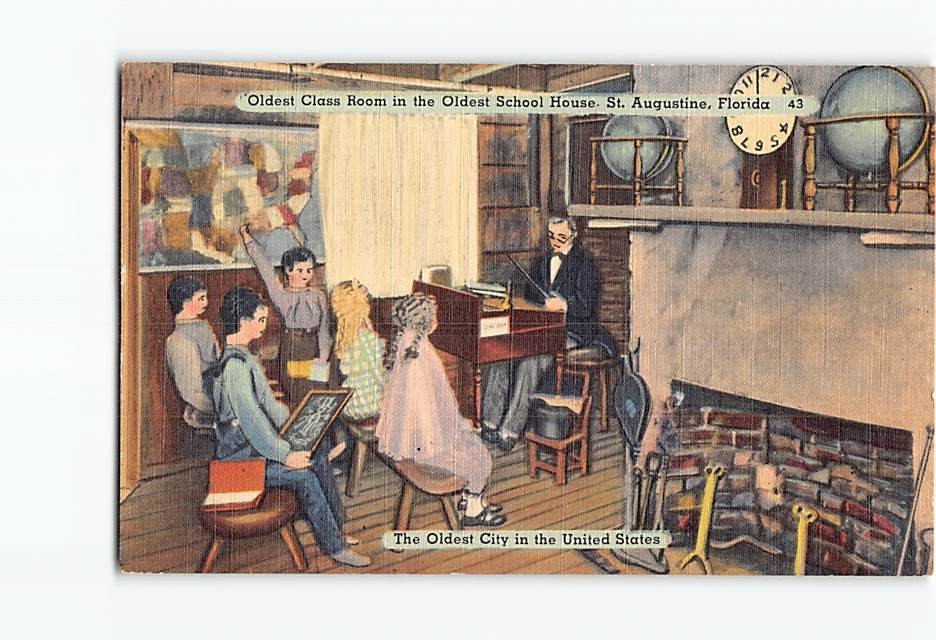 Postcard Oldest Class Room in the Oldest School House St. Augustine Florida USA