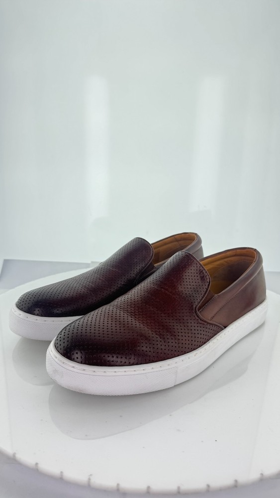 A2 $398 Men's Sz 10 M Magnanni Rino Leather Perforated Slip-On Sneaker In Cognac
