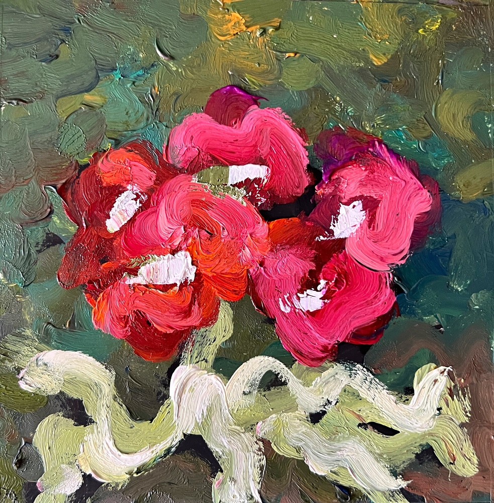 Garden Painting Original Artwork Abstract Impressionist Flowers Oil Painting 6”