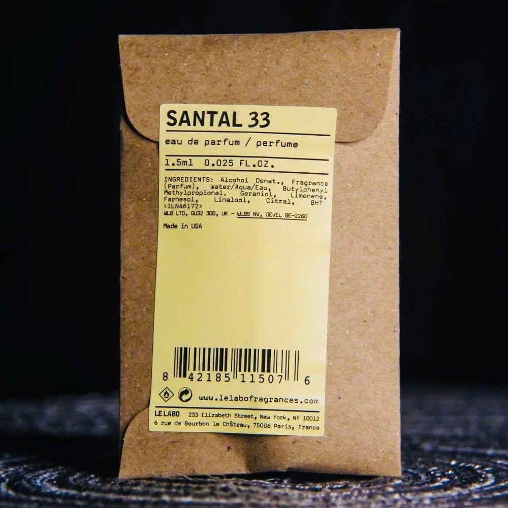 Le Labo Santal 33 Eau De Parfum Sample Travel Spray 1.5Ml/.05Oz - 100% Authentic