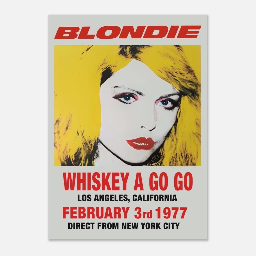 Blondie Whisky a Go Go 1977 Concert Poster 24x36 Vintage Wall Art Unframed
