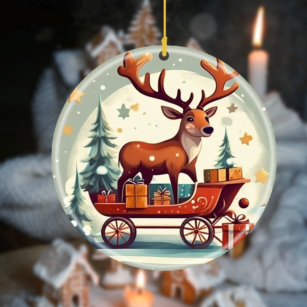 Custom text Name Personalized Image Ceramic Holiday Ornament Christmas Accent-image