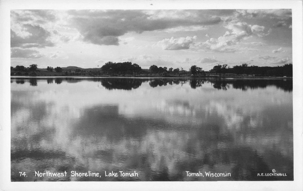 RPPC 1940s Wisconsin BEAUTIFUL LAKE TOMAH WATER MEETS THE SKY Sparta Tomah WI!