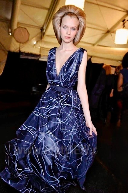 FAIRY TALE Carolina Herrera $8780 Runway HAND-PAINTED SILK Gown Dress w Shawl 6