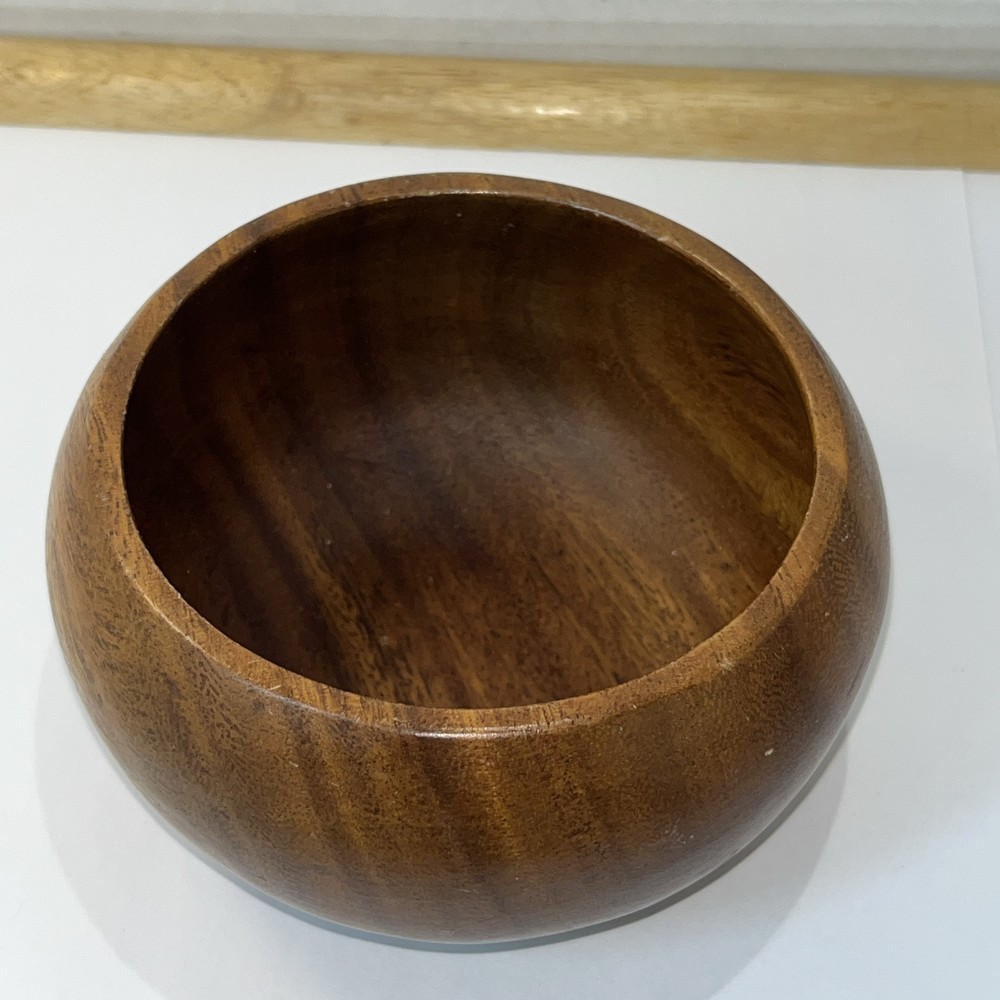 Vintage MCM Small Teak Wood Bowl With Curved Sides “ 3 x 4.5”
