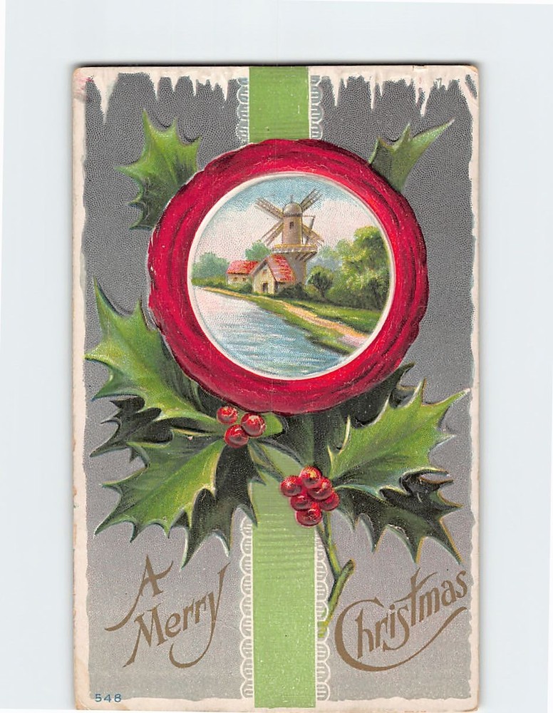 Postcard Embossed Holiday Art Print Christmas Greeting Card