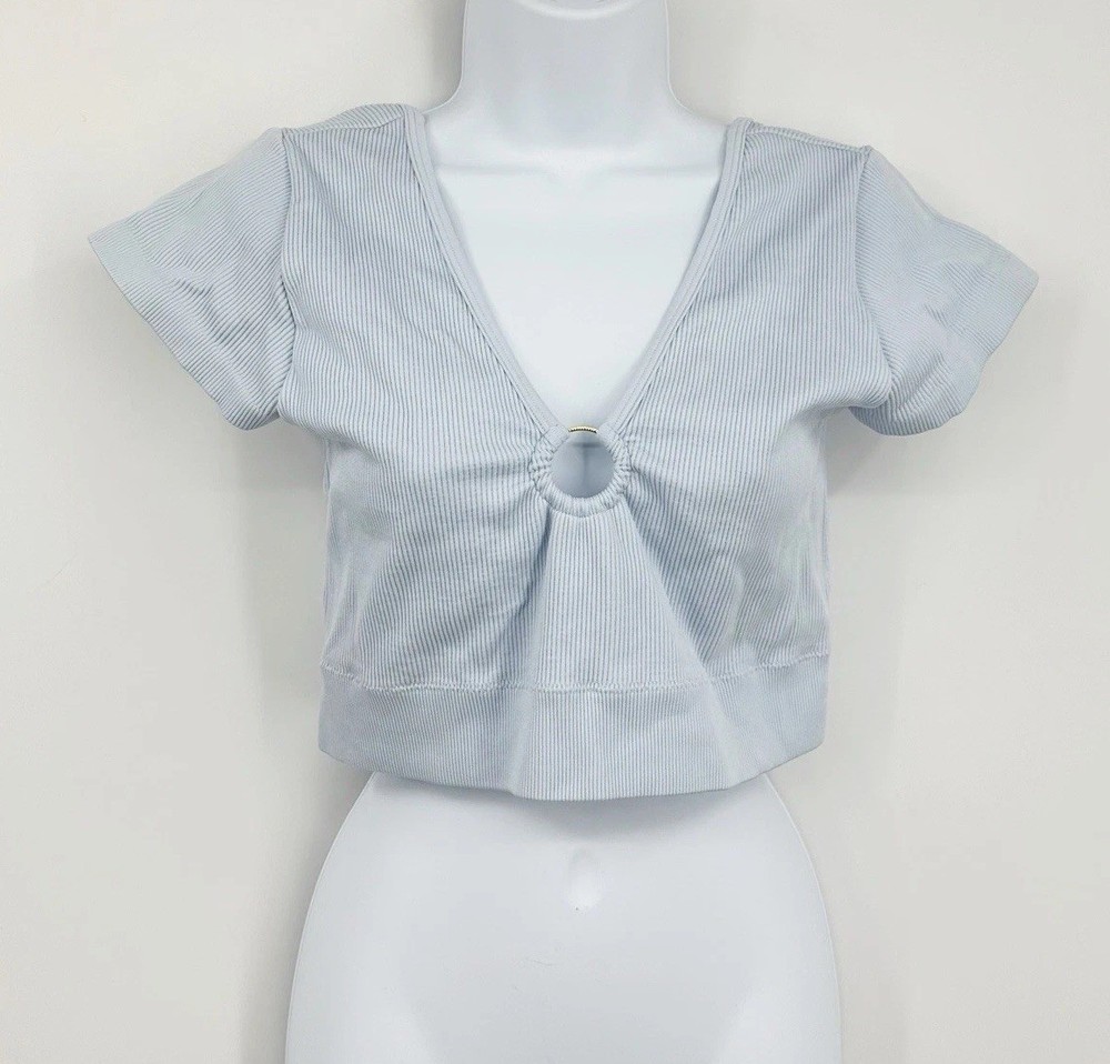 Aerie Seamless Crop Top Size XL Blue Gym Workout Athletic