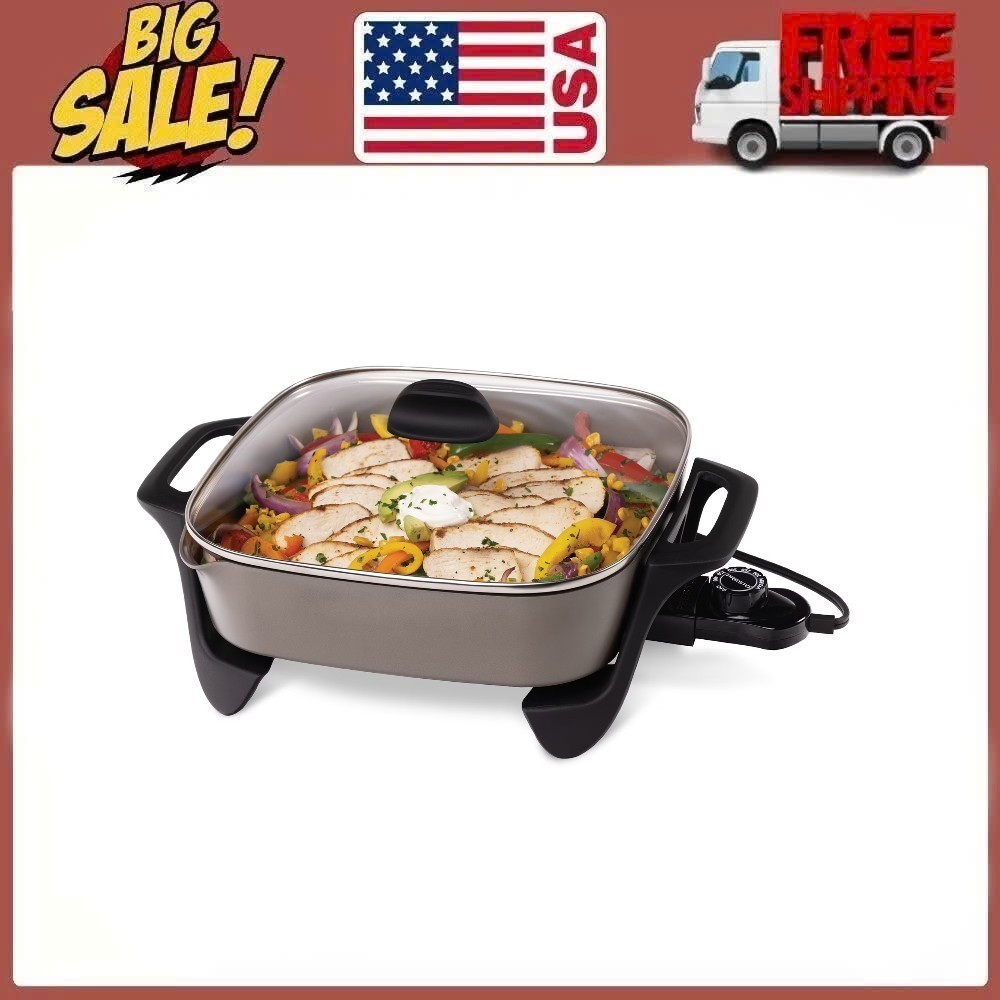 Presto 12-inch Ceramic Electric Skillet with Glass Cover, 07120