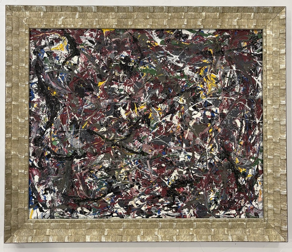 Jackson pollock 1912- 1956 Oil On Canva In The Style Of Hand signed Framed