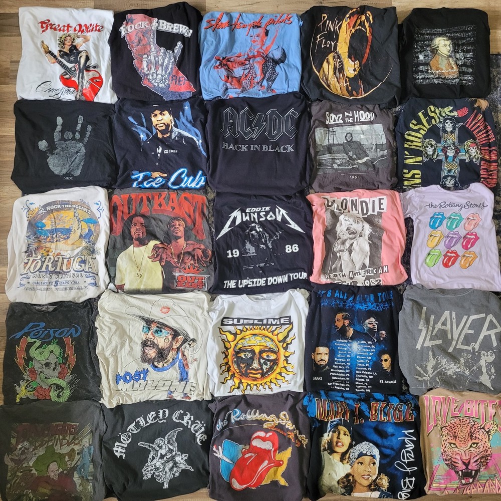 25) TShirt Lot Music Band Tee Concert Tour Y2K 2010s Modern Rock Rap Punk Resell