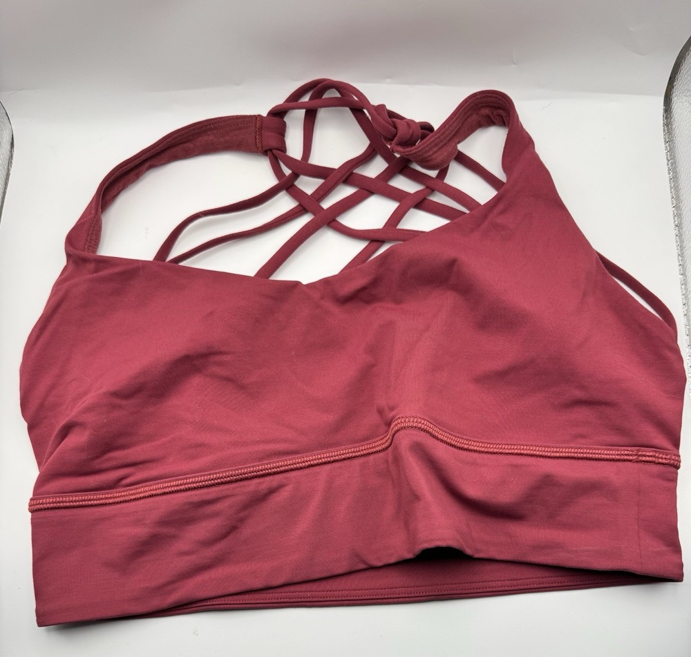 Lululemon Free To Be Bra Maroon Red Burgundy Logo Strappy Back Sports Bra