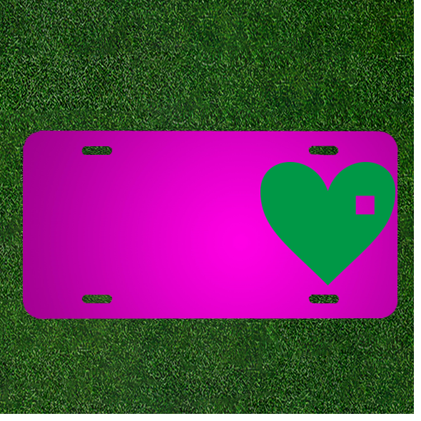Create a Custom Personalized Car License Plate with Names Added to a Heart-Shaped Green Icon