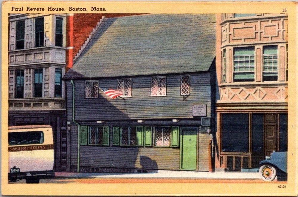 Paul Revere House Boston MA Vintage Linen Postcard Tichnor Quality Views