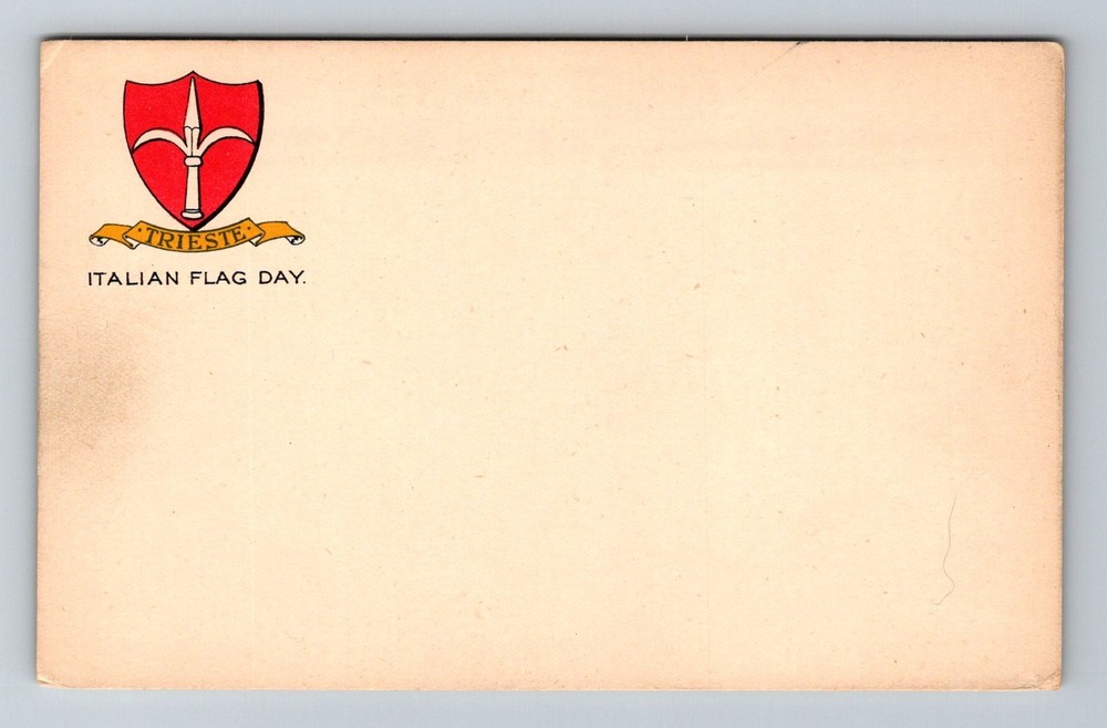 Italy- Italian Trieste Flag Day Mailing Card Postal Old PC Vintage Postcard