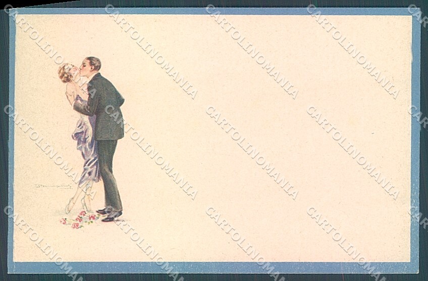Artist Signed Bompard Lady Romantic Couple serie 535-2 postcard HR3494