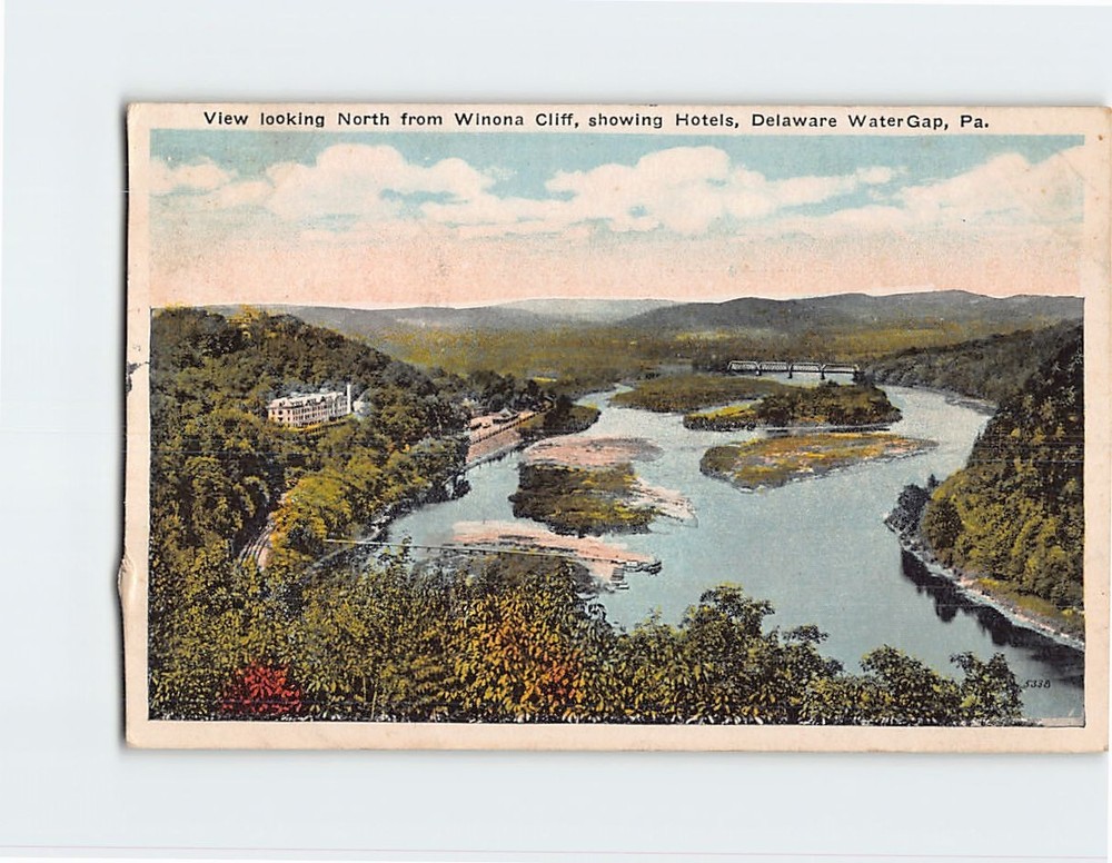 Postcard View looking North from Winona Cliff Delaware Water Gap PA USA