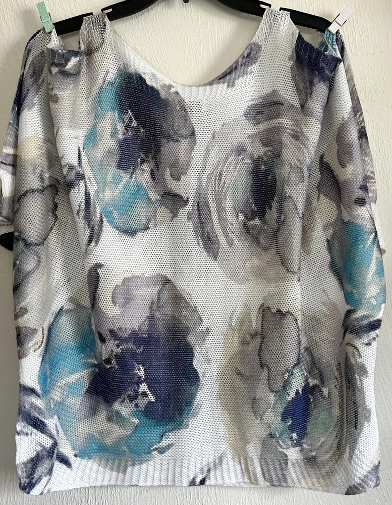 Luisa Ricci Knit Top Women's Large Batwing Cold Shoulder Tropical Italy RN 50478