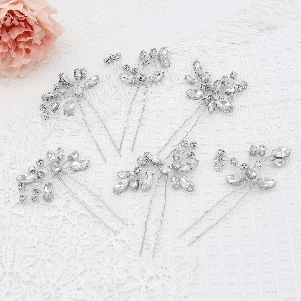 Bridal Wedding Crystal Hair Pins Wedding Hair Accessories for Women and Girls...