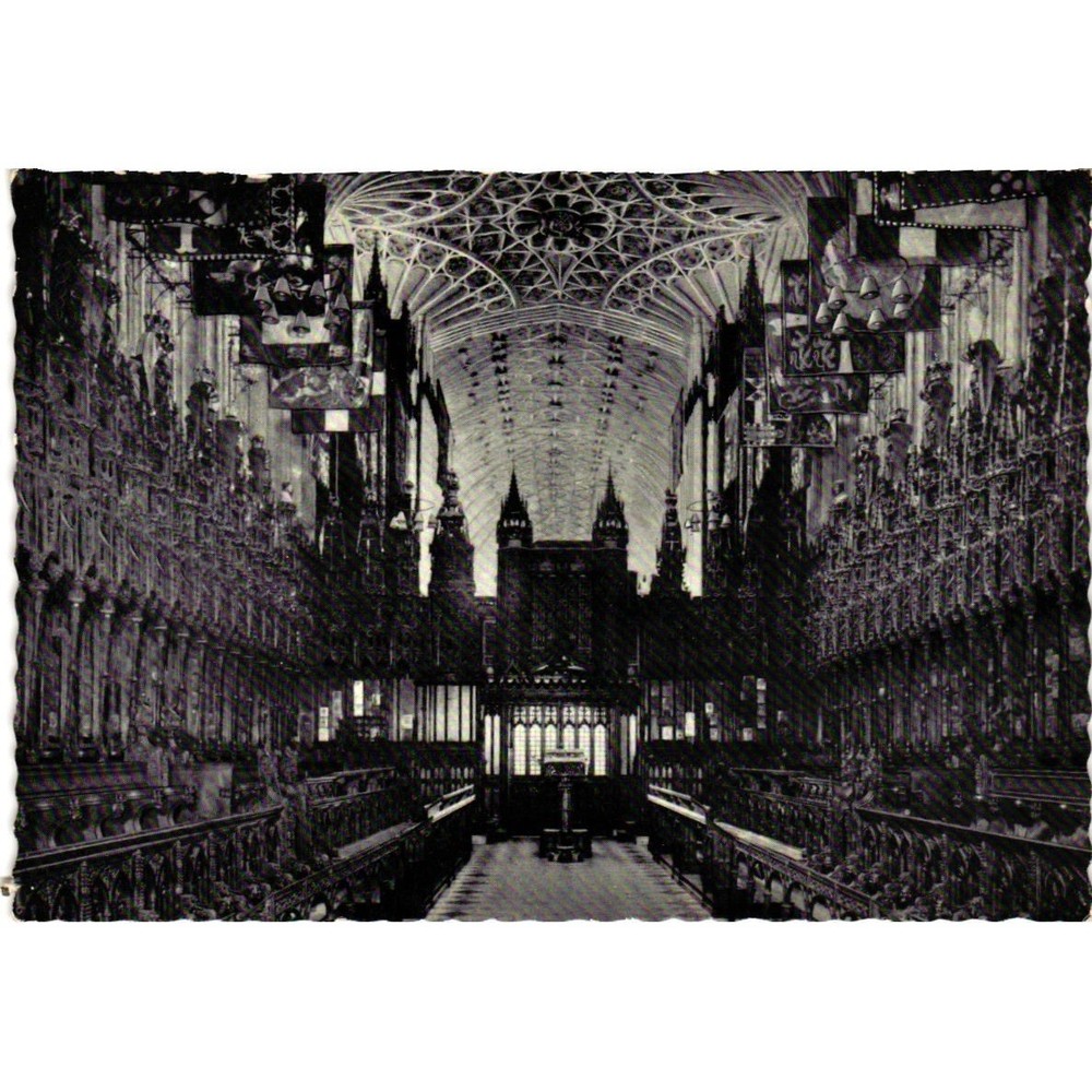 Vintage St Georges Chapel Windsor Castle Postcard Valentines Greetings Interior