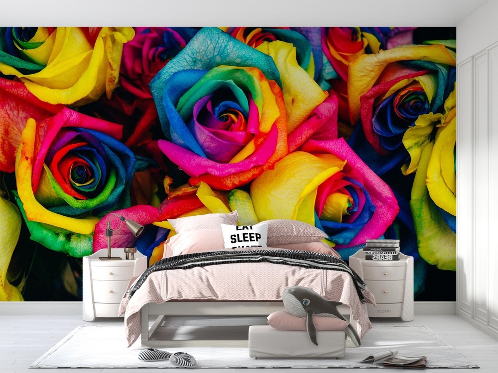 3D Colorful Rose Close-up Wall Murals Wallpaper Murals Wall Sticker