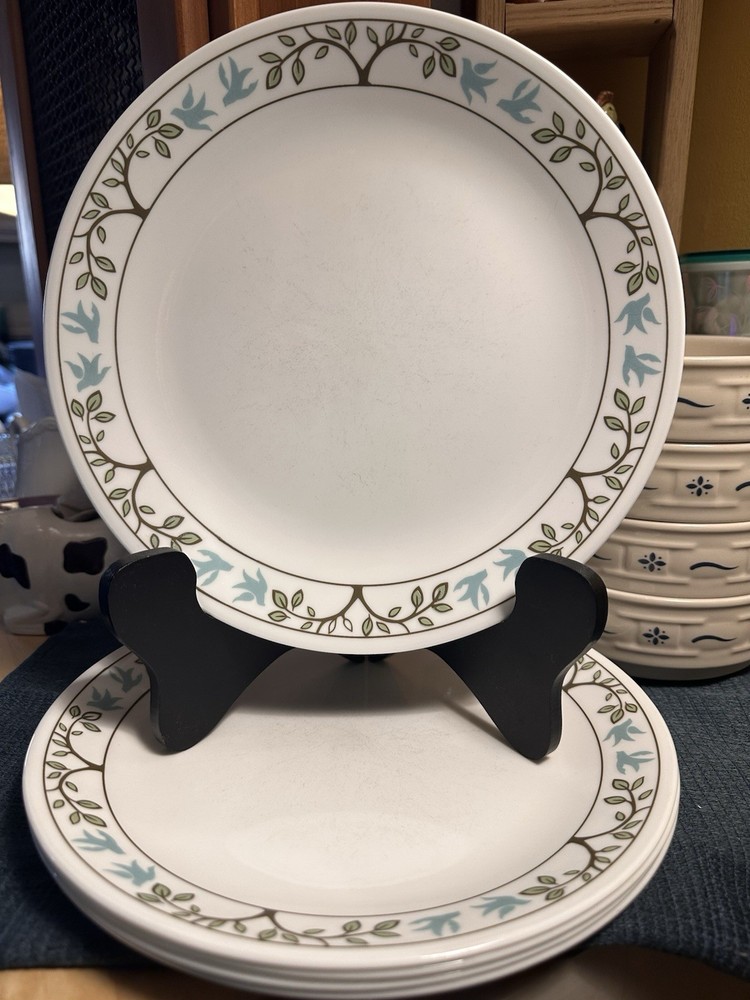 ( 6 ) Corelle Tree Bird 10 1/4” Dinner Plates - Usa Made