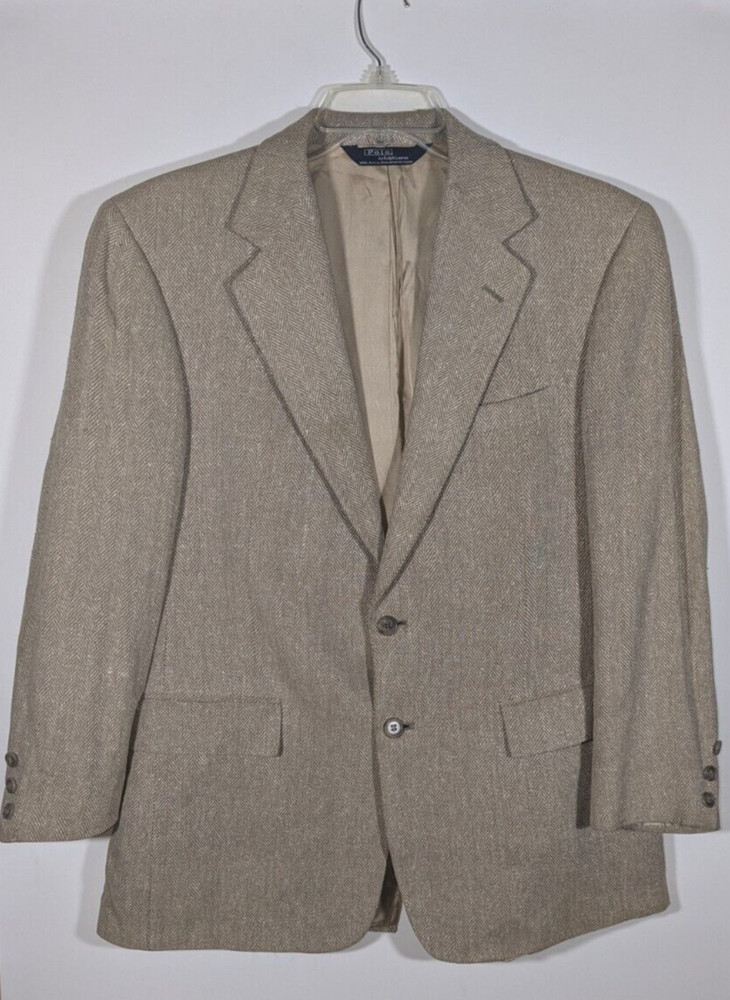 Polo Ralph Lauren Tan Sport Coat Blazer  Jacket Mens 44R VTG