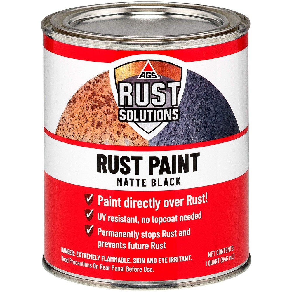 AGS Rust Paint Matte Black 32 oz - Durable Rust Protection  